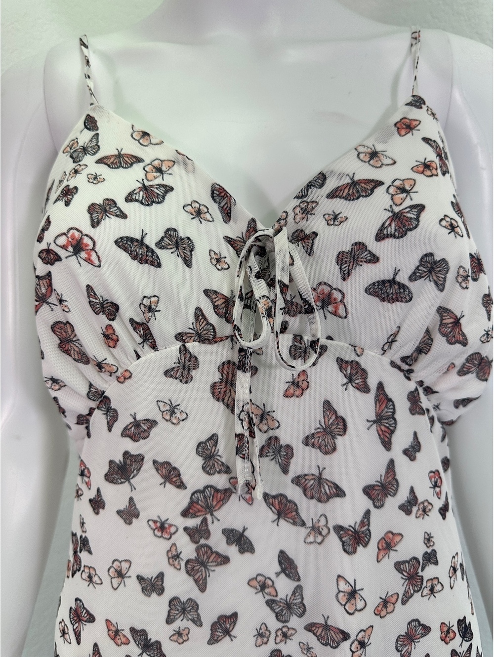 SZ XL No Comment Monarch Butterfly Empire Waist Mesh Overlay Midi Dress NWT - Picture 2 of 9